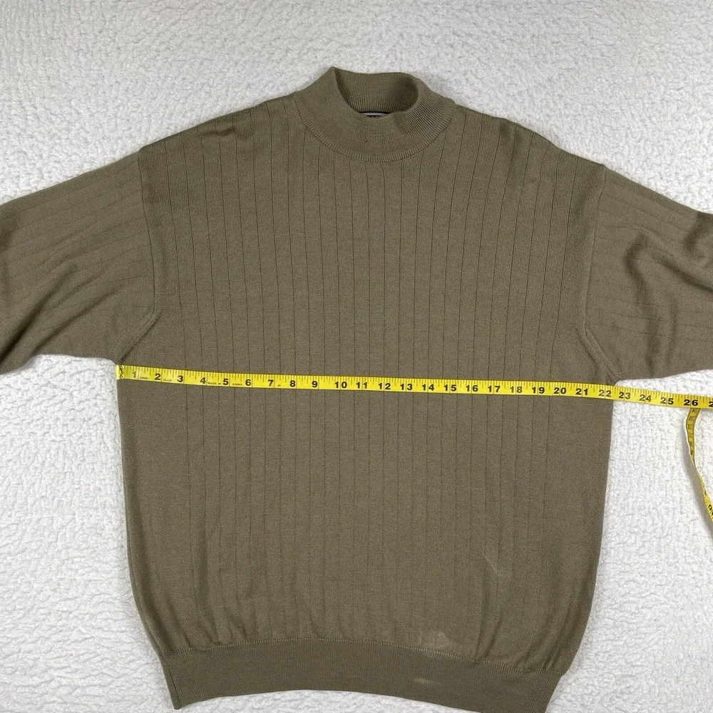 Preswick &‎ Moore Sweater Mens XL Beige Ribbed Career Merino Wool Italy Office